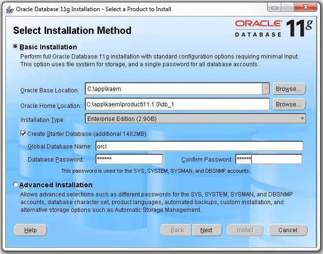 Instalacja ORACLE - krok 1